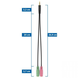 Y-Kabel 3,5mm Buchse 4 Pol auf 2x 3,5mm Stecker