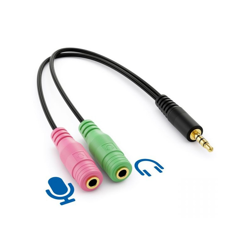 Y-Kabel 3,5mm Buchse 4 Pol auf 2x 3,5mm Stecker